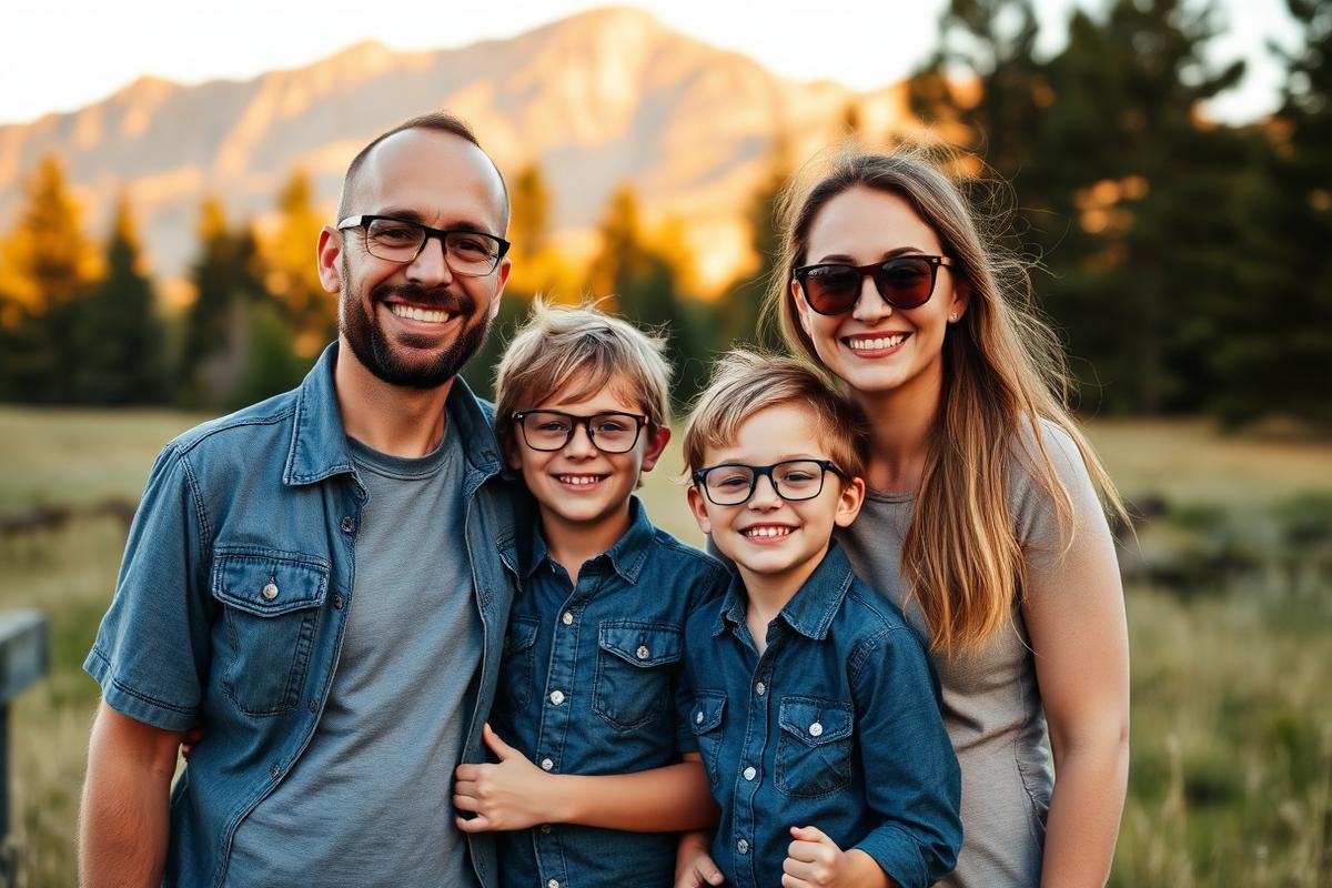 Family wearing sunglasses outdoors in Montana